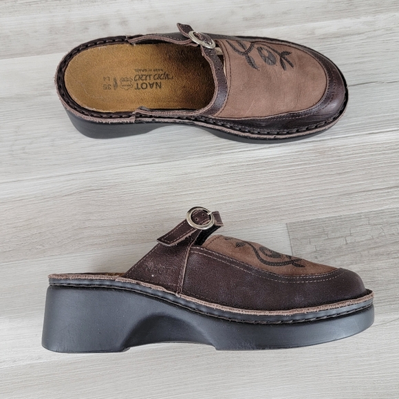 Naot Camille Brown Leather Slip-on Clog Women's Size 35 - Picture 2 of 16